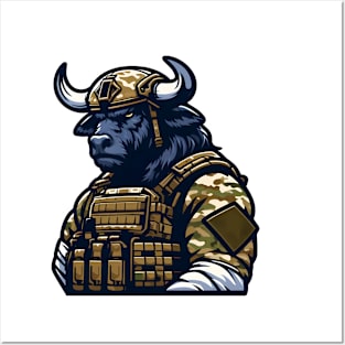 Tactical Minotaur Power Tee: Where Mythical Might Meets Modern Strength Posters and Art